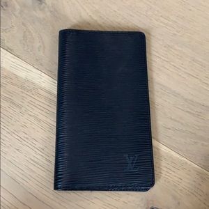 Louis Vuitton black Epi leather  check book cover